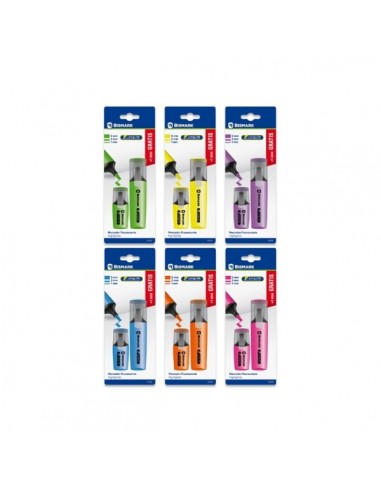 Bismark Long-Life Pack de 1 Mini Marcador-1 Marcador Fluorescente - Tinta de Secado Rapido - Punta Biselada - Ideal para