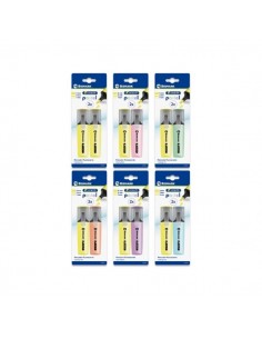 Bismark Long-Life Pack de 2 Marcadores Fluorescentes- Tinta de Secado Rapido - Punta Biselada - Ideal para Subrayar y