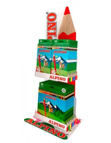 Alpino Estrella Expositor con 12 Packs de 24 Lapices de Colores-24 Packs de 12 Lapices de Colores - Mina de 3mm -