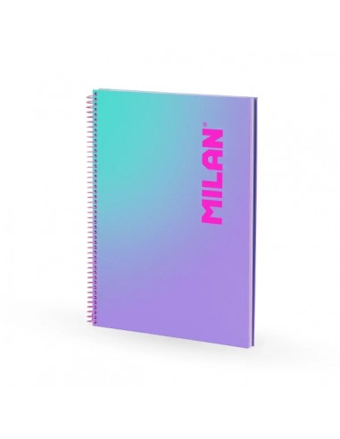 Milan Sunset Cuaderno Espiral Formato A4 Pautado 7mm - 90 Hojas de 95 gr m2 - Microperforado-Bandas de Color y 4 Taladros -