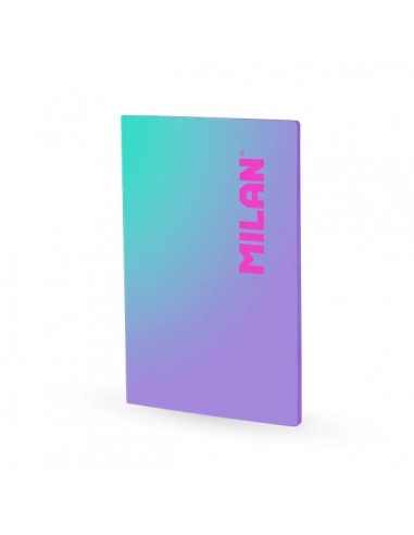 Milan Sunset Libreta Encolada Formato A4 Pautado 7mm - 48 Hojas de 95 gr m2 Microperforadas - Color Violeta Turquesa
