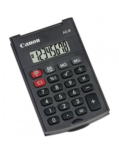 Canon AS-8 Calculadora de Bolsillo con Pantalla LCD de 8 Digitos - Con Tapa Rigida Plegable - Alimentacion con Pila - Color