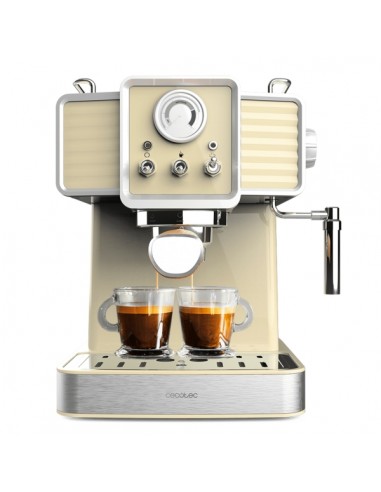 Cecotec Power Espresso 20 Tradizionale Light Yellow Cafetera Espresso - 1350W - 20Bar - Manometro - Vaporizador Orientable -