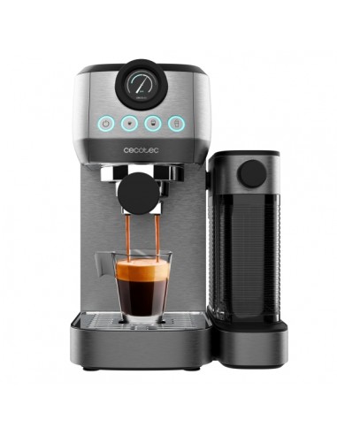 Cecotec Power Espresso 20 Steel Pro Latte Cafetera Espresso - 1350W - 20Bar - Calentamiento Rapido y Homogeneo - Deposito