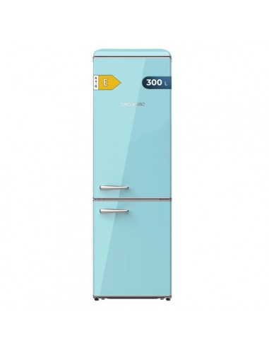 Cecotec Bolero CoolMarket Combi Origin 300 Blue E Frigorifico Combi - Capacidad 300L - Temperatura Regulable - Estilo Retro -