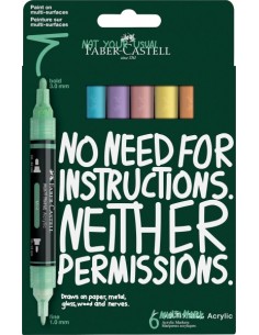 Faber-Castell Multimark Acrylic Pack con 6 Rotuladores Acrilicos Doble Punta - Puntas Redondas de 1mm y 3mm - Tinta Acrilica