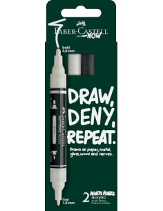 Faber-Castell Multimark Acrylic Pack con 2 Rotuladores Acrilicos Doble Punta - Puntas Redondas de 1mm y 3mm - Tinta Acrilica
