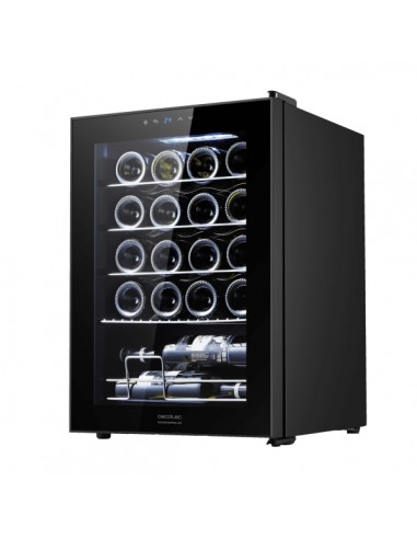 Cecotec Bolero GrandSommelier 2050 Black Compressor Vinoteca para 20 Botellas - Silencioso 39dB - Temperatura Regulable -