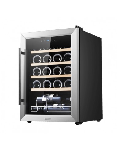 Cecotec Bolero GrandSommelier 2050 Inox Compressor Vinoteca para 20 Botellas - Silencioso 39dB - Temperatura Regulable -