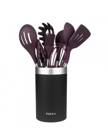 Cecotec Polka Experience Titan Pack de 9 Utensilios de Cocina - Mango de Acero y Caucho Termoplastico - Silicona