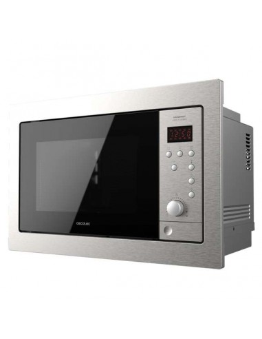 Cecotec GrandHeat 2500 Built-In SteelBlack Microondas Encastrable con Grill 25L 900W - Temporizador hasta 95min - 8 Funciones