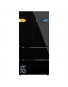 Cecotec Bolero CoolMarket FD 436 Black Glass E Frigorifico Puerta Francesa de 4 Puertas - 463L - Compresor Inverter - Modo