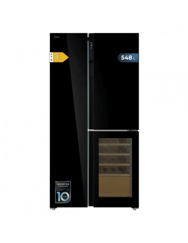 Cecotec Bolero CoolMarket TDW 548 Black Glass E Frigorifico Americano con Vinoteca - 548L - Compresor Inverter - Modo