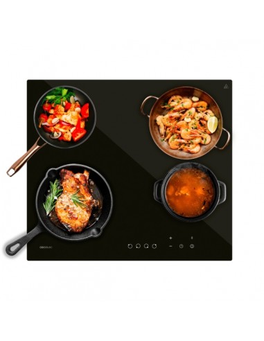 Cecotec Bolero SquadV 4001 Cocina Vitroceramica Encastrable - 6000W - 4 Zonas - Temporizador - Control Tactil - 9 Niveles de