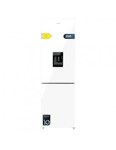 Cecotec Bolero CoolMarket Combi 250 WD White Glass D Frigorifico Combi - 250L - Compresor Inverter - Dispensador de Agua -