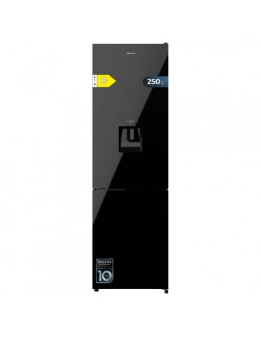 Cecotec Bolero CoolMarket Combi 250 WD Black Glass D Frigorifico Combi - Capacidad 250L - Compresor Inverter - Puerta de