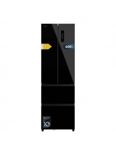 Cecotec Bolero CoolMarket Combi F2D 400 Black Glass E Frigorifico Puerta Francesa de 4 Puertas - 400L - Luz LED - Compresor