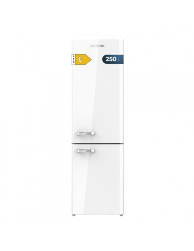 Cecotec Bolero CoolMarket Combi Origin 250 NF White E Frigorifico Combi - Capacidad 250L - Estilo Retro - Frio Envolvente -