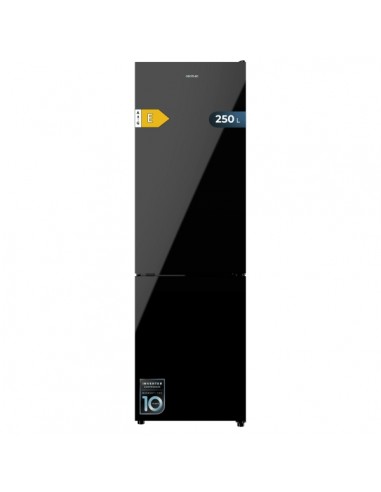 Cecotec Bolero CoolMarket Combi 250 Black Glass E Frigorifico Combi - Capacidad 250L - Puerta de Cristal - Frio Envolvente -