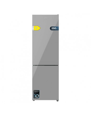 Cecotec Bolero CoolMarket Combi 250 Grey Glass D Frigorifico Combi - Capacidad 250L - Compresor Inverter - Frio Envolvente -