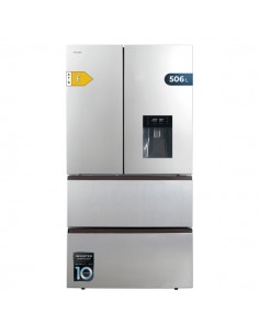 Cecotec Bolero CoolMarket FD 510 WD Inox E Frigorifico Puerta Francesa de 4 Puertas - Capacidad 506L - Compresor Inverter -