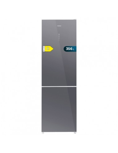 Cecotec Bolero CoolMarket Combi 356 Glass Grey D Frigorifico Combi - 356L - Modo Vacaciones - Cajon para Carne y Pesado -