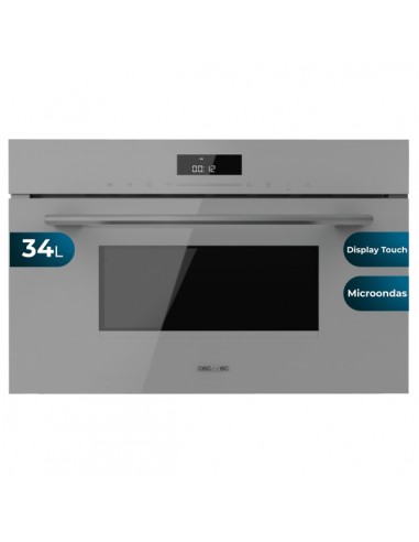 Cecotec Bolero Hexa MW703800 Glass Grey Microondas Integrable con Grill - Capacidad 34L - Temperatura Regulable - Panel