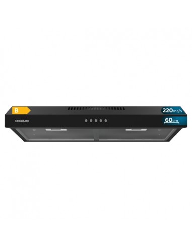 Cecotec Bolero Flux CM 602200 Black B Campana Extractora Convencional de 60cm - 70W - Succion 220m3 h - Incluye Accesorios -