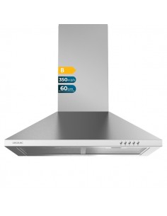 Cecotec Bolero Flux PM 603500 Inox B Campana Extractora de 60cm - 65W - Succion 350m3 h - Luz LED - Incluye Accesorios - Kit