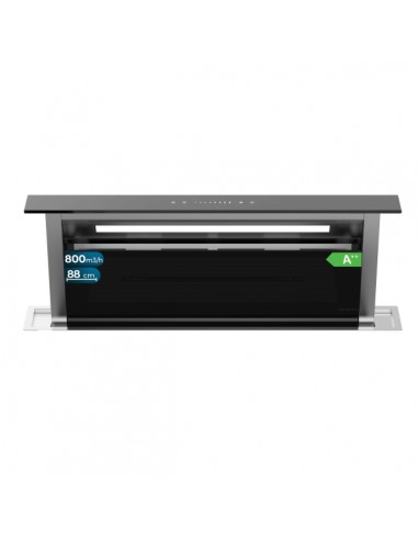 Cecotec Bolero Flux ET 908000 Glass Black A-Campana Extractora de Encimera de 90cm - 210W - Succion 800m3 h - Luz LED -
