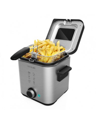 Cecotec CleanFry Advance 1500 Freidora Electrica - Potencia de 900W - Capacidad 1.5L - Acero Inoxidable - Filtro Incluido -