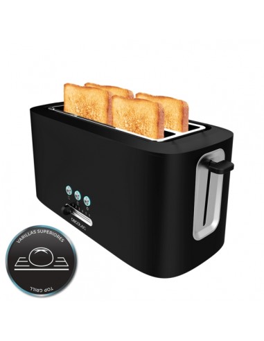 Cecotec Toast and Taste 16000 Extra Double Tostadora de Doble Ranura Larga - 1630W - Autocentrado - 6 Niveles de Tostado -