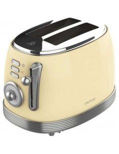 Cecotec Toast & Taste 800 Vintage Light Yellow Tostadora Electrica 850W - 6 Niveles - 2 Ranuras Cortas Extraanchas -