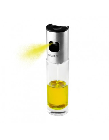 Cecotec Polka Aceitera con Spray - Dosis Precisa - Resistente y Anticorrosiva - Cuerpo de Vidrio Transparente - Ligera y