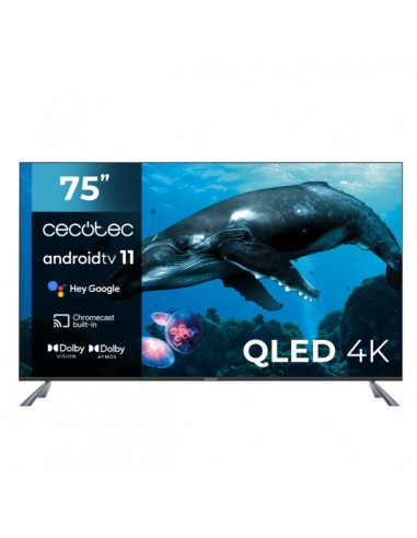 Cecotec V2 series VQU20075S Televisor Smart TV sin Marco de 75" QLED con Resolucion 4K UHD - Sistema Dolby - Procesador 4
