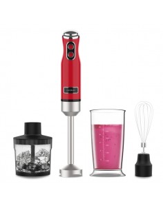 Cecotec Power RetroRed 1200MAX Cream and Crush Batidora de Mano - 1200W - Vaso de 0.5L - Velocidad Ajustable - Apto para