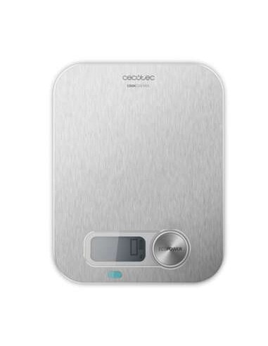 Cecotec Cook Control 10200 EcoPower Inox Bascula de Cocina - Funciona sin Pilas - Precision de 1gr - Peso Max. 8kg - Pantalla