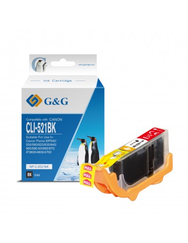 G&G Canon CLI521 Negro Cartucho de Tinta Generico - Reemplaza 2933B001
