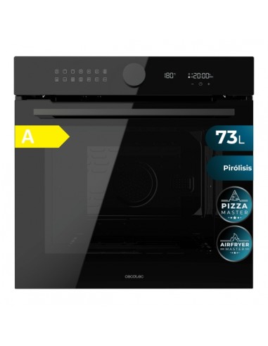 Cecotec Bolero Hexa P516000 Glass Black A Horno Pirolitico Integrable - 3250W - Capacidad 73L - Piedra para Pizzas de 35cm -