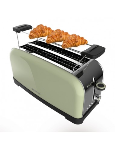 Cecotec Toastin' Time 1500 Tostadora de Doble Ranura Larga - 1500W - Ranura Ancha - Acero Inoxidable - Calienta Panecillos -