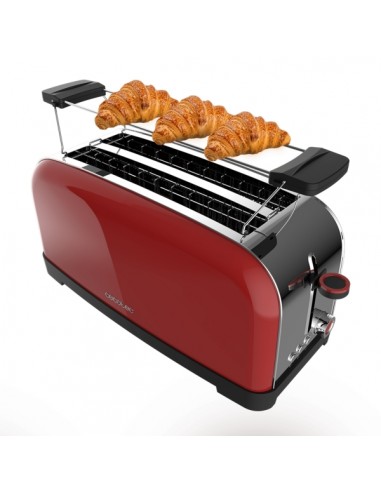 Cecotec Toastin' Time 1500 Tostadora de Doble Ranura Larga - 1500W - Capacidad para 4 Rebanadas - Ranura Ancha - Bandeja