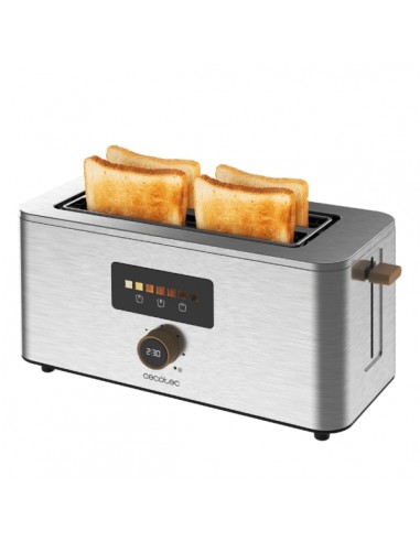 Cecotec TouchandToast Extra Double Tostadora de Doble Ranura Larga - 1500W - Pantalla Tactil a Color - Capacidad 4 Rebanadas