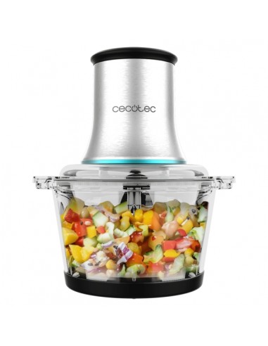 Cecotec ChopBeat 2000 Vindaloo Glass Picadora Electrica - Potencia 500W - Capacidad 500g - Cuchillas de Acero Inoxidable -