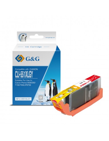 G&G Canon CLI551XL Gris Cartucho de Tinta Generico - Reemplaza 6447B001 6512B001