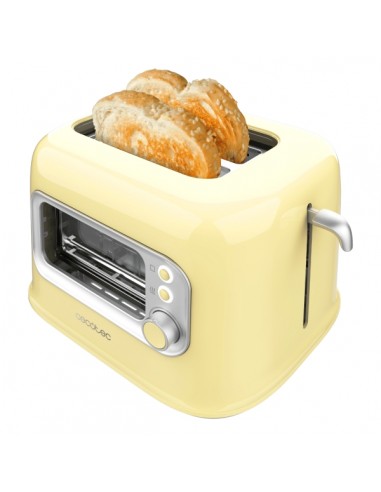 Cecotec RetroVision Tostadora de Doble Ranura Extra Ancha - 700W - Ventana de Cristal - Estilo Retro - Cubierta Antipolvo -