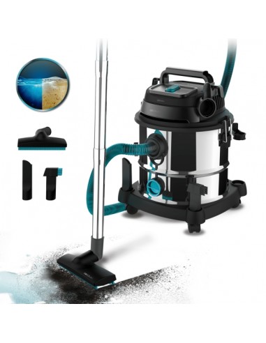 Cecotec Conga Rockstar Wet and Dry Steel Max Aspirador de Trineo para Solidos y Liquidos - 1400W - Deposito 20L - Funcion de
