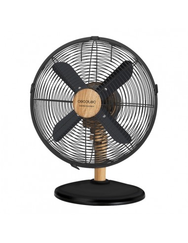 Cecotec EnergySilence 600 WoodDesk Ventilador de Sobremesa con 4 Aspas - 40W - Diametro de 30cm - 3 Velocidades - Oscilante -