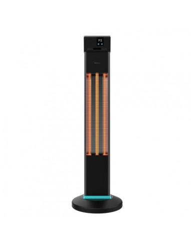 Cecotec ReadyWarm 2000 Power Tower Estufa Halogena de Torre para Exterior - 2000W - 3 Niveles de Calor - Pantalla LCD -