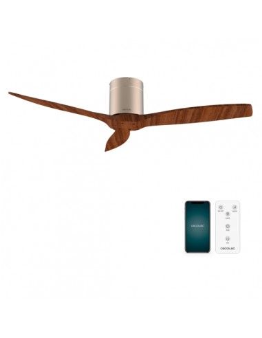 Cecotec EnergySilence Aero 5500 Aqua GoldDarkWood Connected Ventilador de Techo de 3 Aspas - 40W - Diametro de 52" - Wi-Fi -