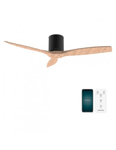 Cecotec EnergySilence Aero 5500 Aqua Black and WhiteWood Connected Ventilador de Techo de 3 Aspas - 40W - Diametro de 52" -